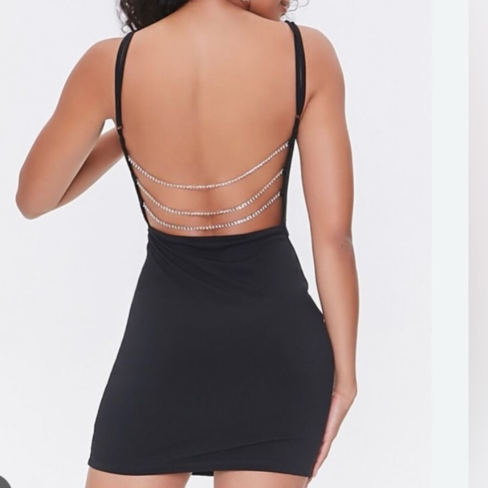 Forever 21 black mini rhinestone back dress